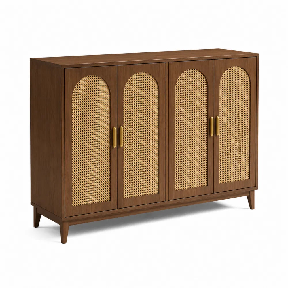 Aparador de Madera con Puertas de Ratán