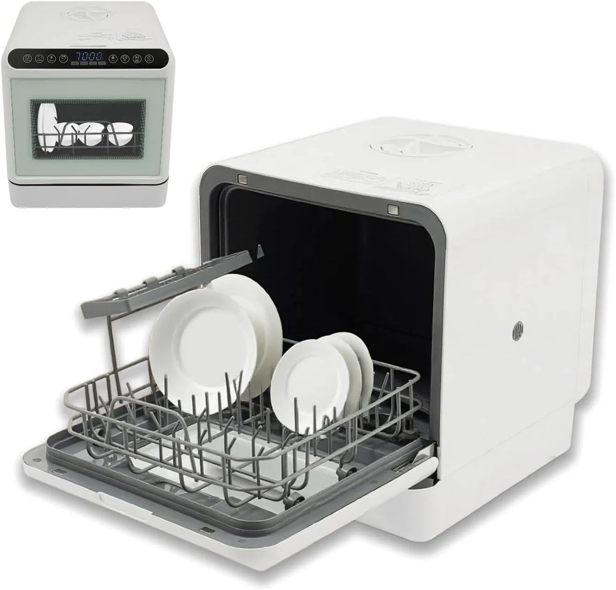 Vaatwasser, 1100 W, Draagbare compacte, tafel met 6 liter watertank, mini-glazen deur, tafel voor keuken