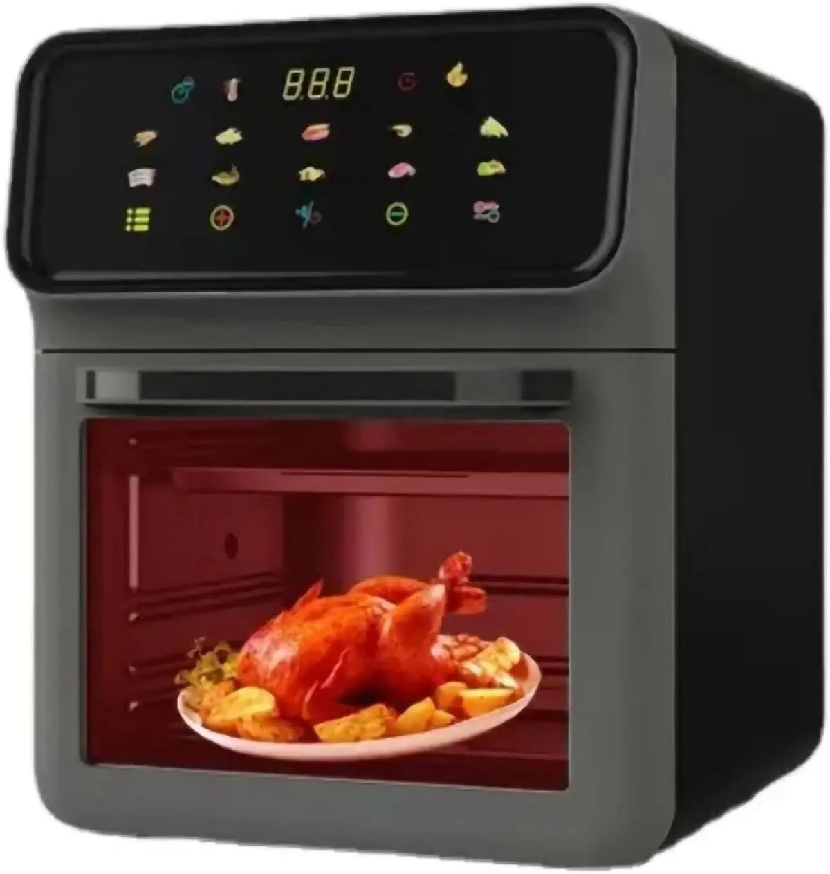 Broodrooster, 1500 W, heteluchtfunctie, 16 liter heteluchtoven met warm, luchtfriteuse-instelling, 1500 W mini-elektrische oven met ingebouwd baklicht
