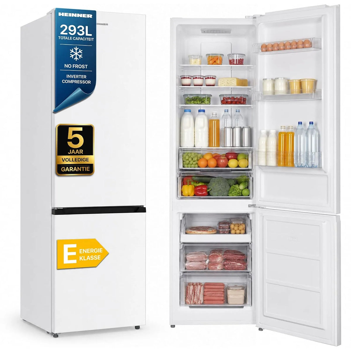 HCNF-HM326INVE koel-vriescombinatie, No Frost, digitaal display, No Frost-technologie, elektronische regeling, Super Freeze