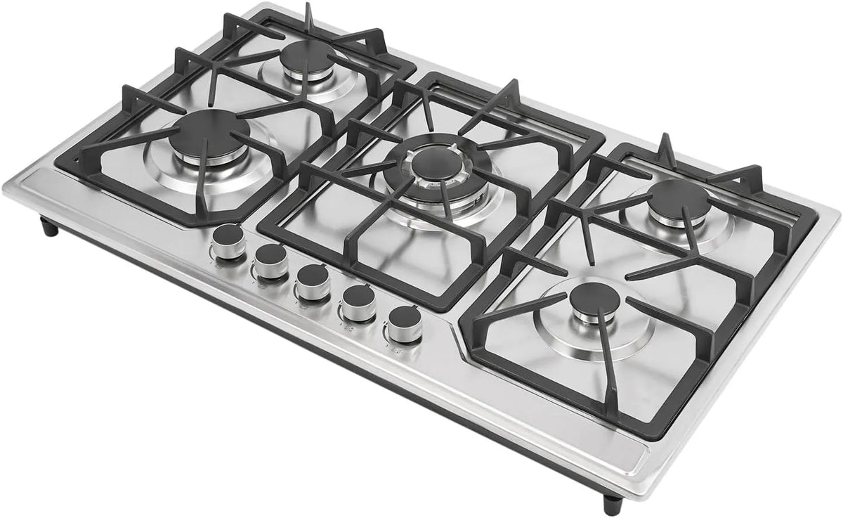 Gaskookplaat, roestvrijstalen behuizing, multi-branderdesign, onafhankelijke temperatuurregeling, elektronische pulsontsteking, roestvrij staal