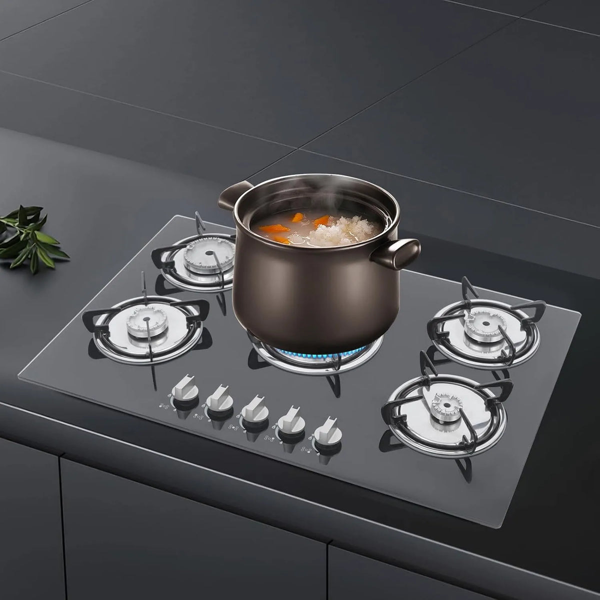 Gaskookplaat, gehamerd glas, voor keuken of propaan, voor thuis of restaurants