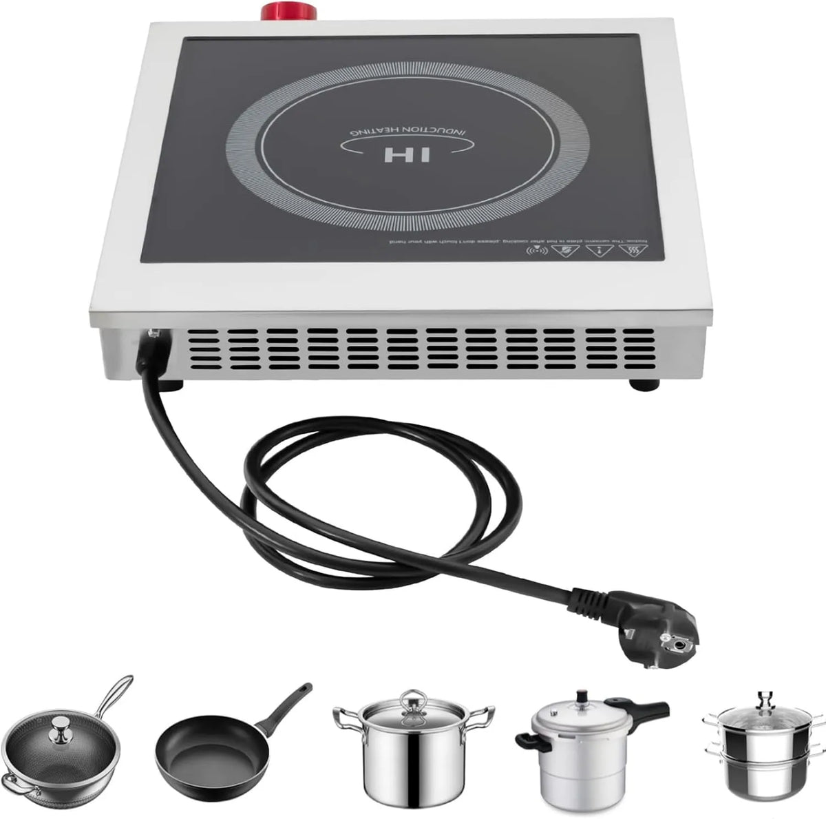 Inductiekookplaat, 3500 W, 240 V, 75 kg, digitaal display, 3500 W commerciële, 220-240 V Euro-stekker, instelbare temperatuur 60-270 °C