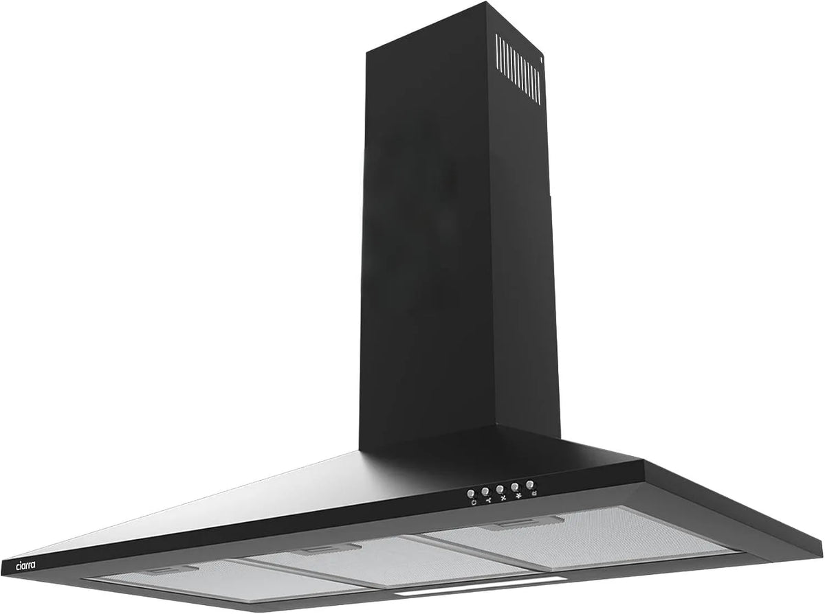 CAB9201A afzuigkap, 90 cm, CIARRA Wand, hellende met circulatielucht en externe afvoer, verstelbare ledlampen
