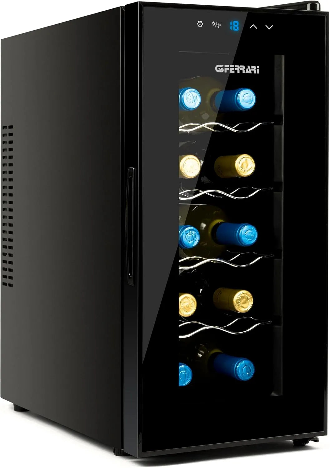 G90047 koelkast, 25,4 cm, 10 inch, digitaal display, G3 Ferrari Reservetta Flessen, capaciteit 10 flessen, laag stroomverbruik