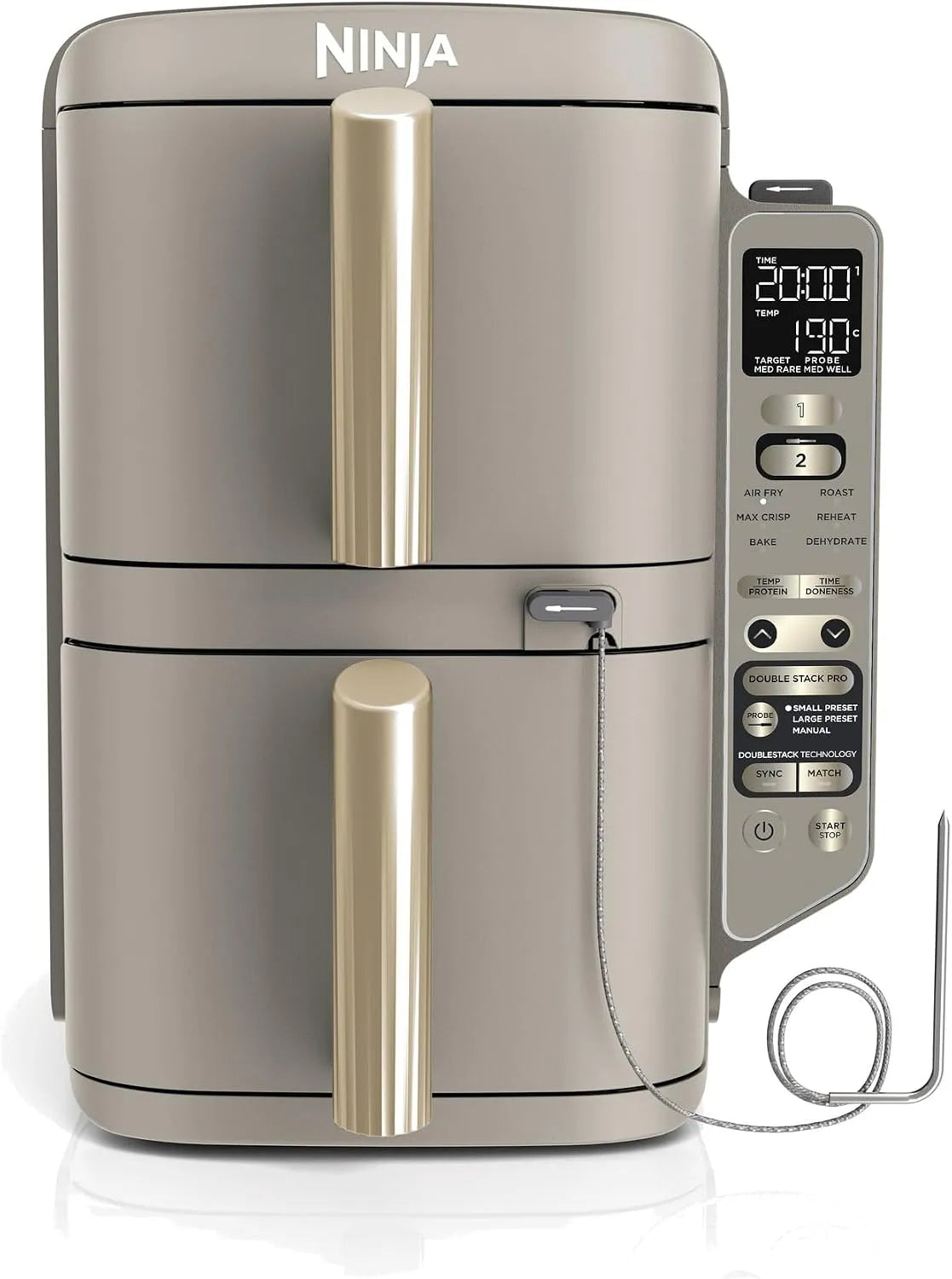 Ninja airfryer, Double Stack XL met Digitale Kookthermometer, heteluchtcirculatie met kookprogramma's