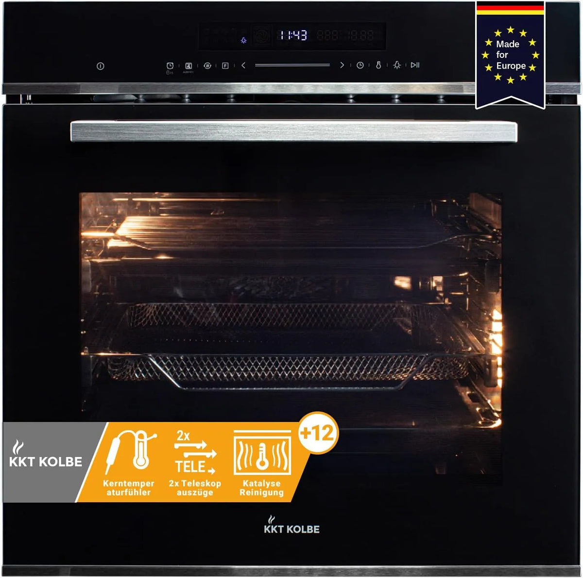 EB8017ED elektrische oven, 2,9kW, 60 cm, timer, automatische werking, Inbouw oven 60 cm, Pizza functie, Circulerende lucht, Hete lucht