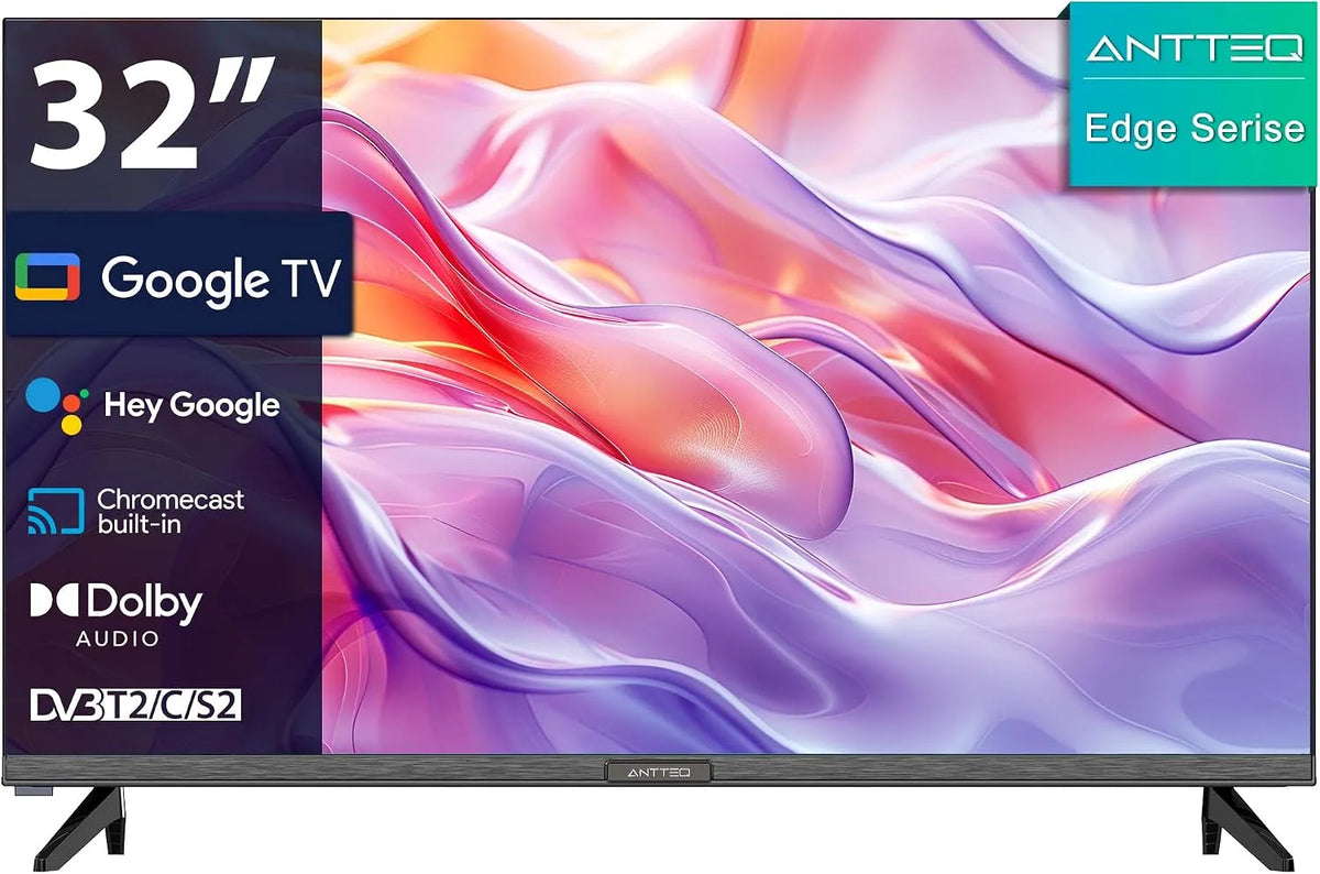 G32 DVB-T/T2-C-S/S2 Smart TV, 32 inch, 62 cm, Bluetooth-connectiviteit, Antteq 32 inch, Dolby Audio, Triple Tuner, Prime Video