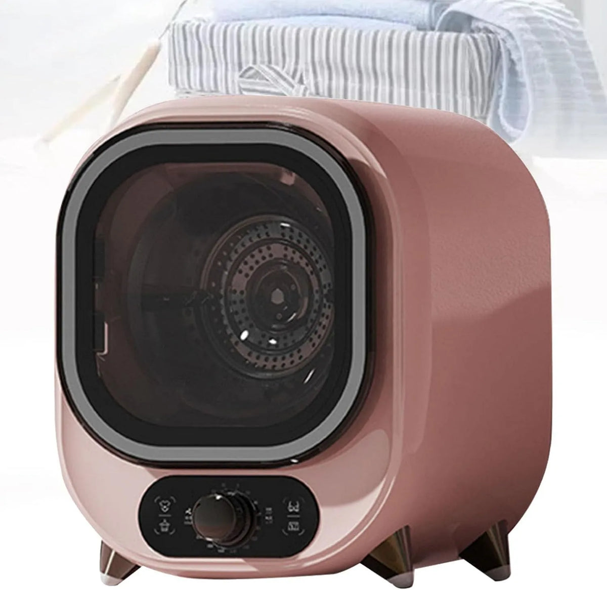 Wasdroger, timer, 450W compacte vrijstaande droger met roestvrijstalen kuip en aanpasbare timer, draagbare kleine voor aan de muur Pink