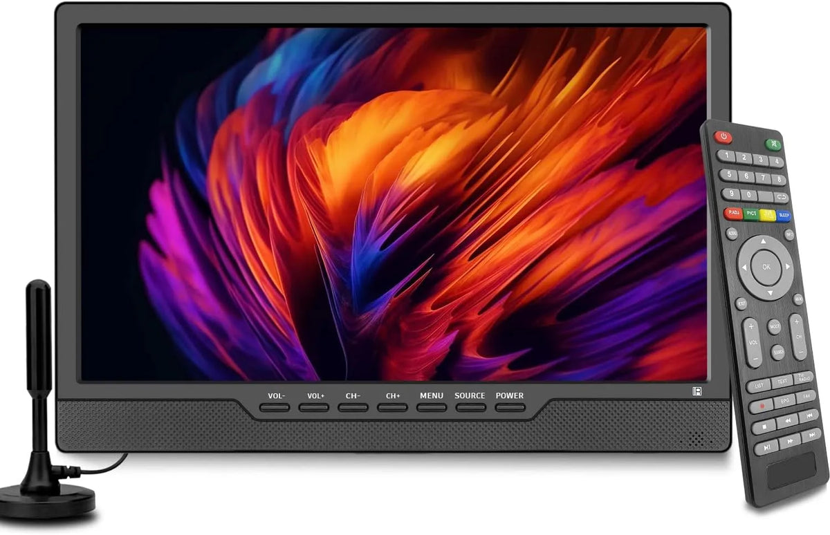 HDMI/USB/DC-12IN KCR 14, 14 inch, kleine tv met HDMI-ingang, ingebouwde digitale tuner/ voor slaapkamer, inclusief afstandsbediening