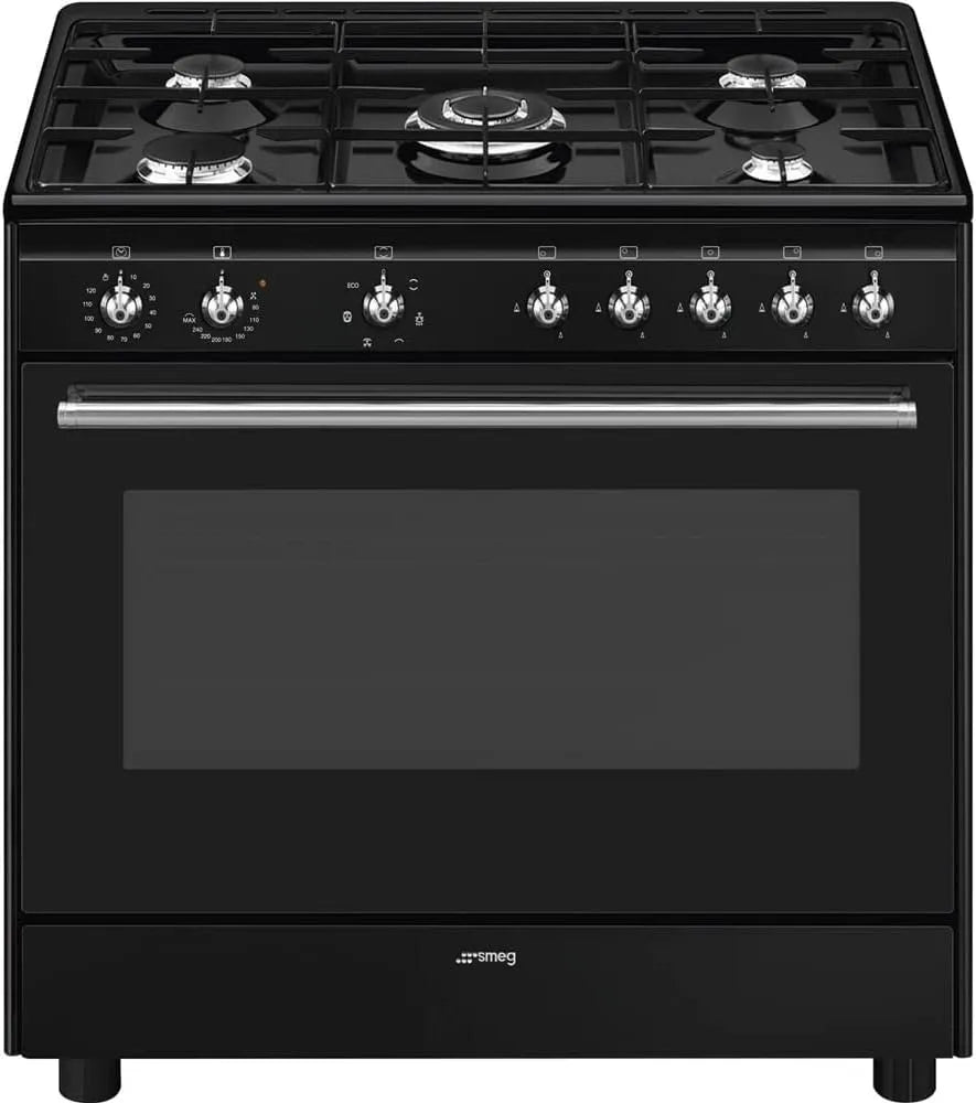 Smeg gaskookplaat, Cucina gas Cx91Gmbl Concerto, afzonderlijk regelbare gasbranders