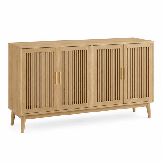 Aparador de Madera con Puertas Ranuradas 160x35x80 cm