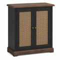 Aparador de Madera Negro con Puertas de Ratán