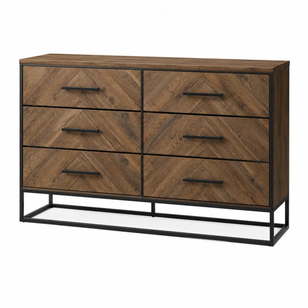 Cajonera de Madera y Metal Marrón 6 Cajones