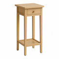 Mesa auxiliar de madera de roble y ratán, 80 cm