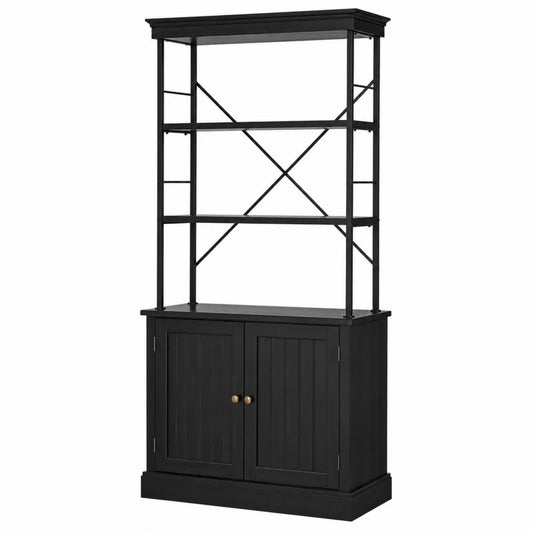 Estantería de madera y metal negro 180x90x35 cm