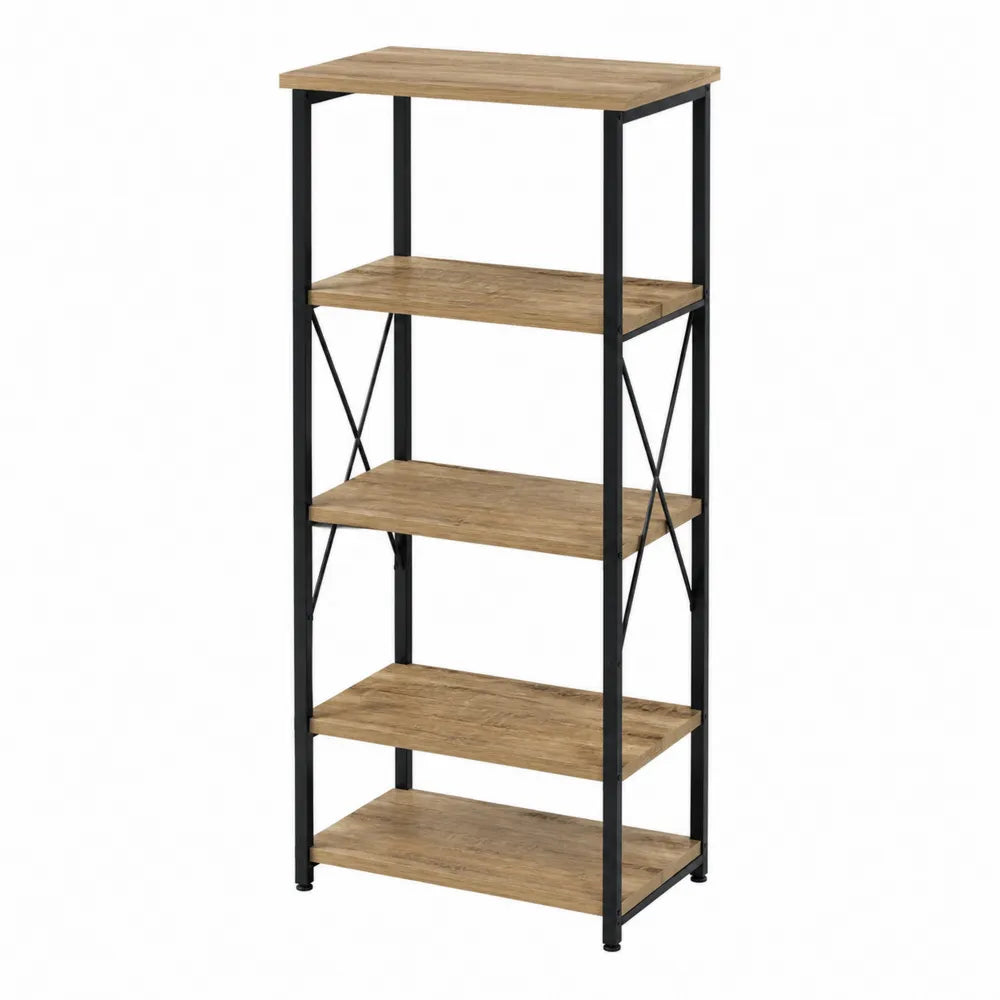 Estantería de madera y metal con 4 niveles, 150 cm de altura