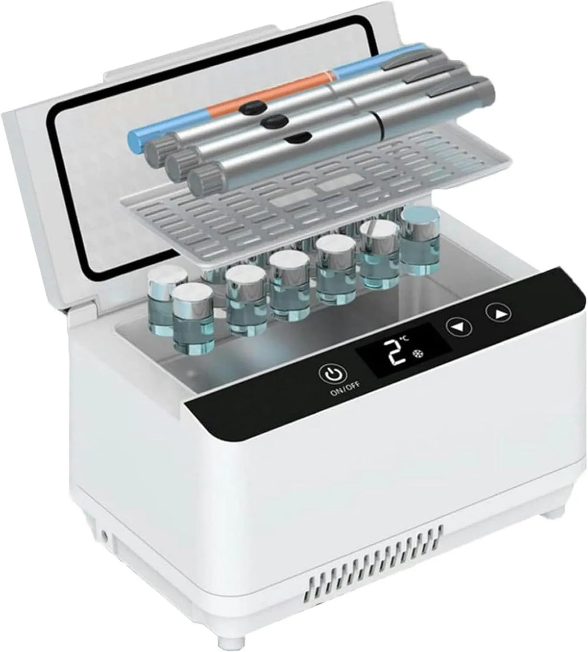 Medicijnkoeler, digitaal display, Insuline Koelkast, Mini USB Medische Koelkast, 2-Batterij Draagbare Insuline Koelkast