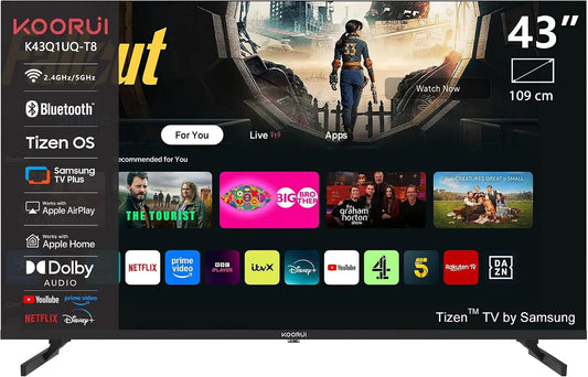 K43Q1UQ-T8 TV 43 Smart TV, 43 inch, 108 cm, KOORUI QLED Smart inch, 4K aangedreven door Tizen