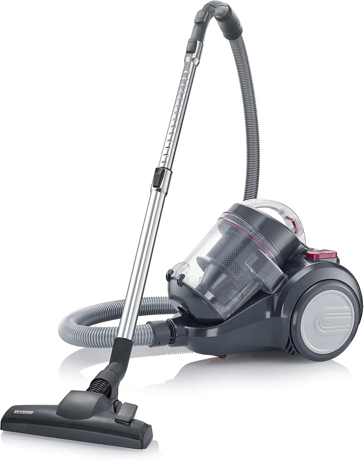 Severin CY 7089 stofzuiger, 2,1 l, Zakloze cycloon, vloer voor constante zuigkracht, zonder zak met 800 watt en 9 m actieradius, zwart-rood