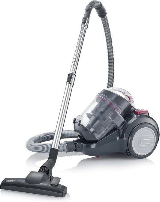 Severin CY 7089 stofzuiger, 2,1 l, Zakloze cycloon, vloer voor constante zuigkracht, zonder zak met 800 watt en 9 m actieradius, zwart-rood