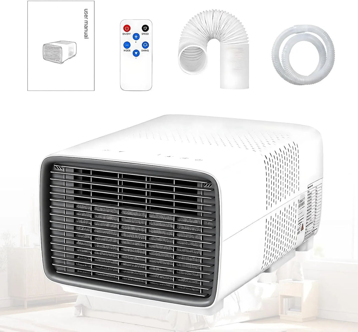 Airconditioner, 2700 BTU, Mobiele Airconditioning voor Camping, 2700 BTU Kleine Airco voor Vrachtwagencabine, Inclusief Flexibele Afvoerslang