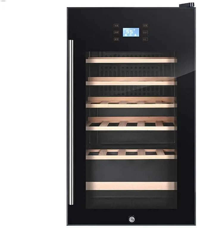 Wijnkoelkast, gehard glas, Wijnkelder Met Veiligheidsslot, Deur Van Gehard Glas, Wijnkoelers En -Koelkasten, Uitneembaar Beukenhouten Schap