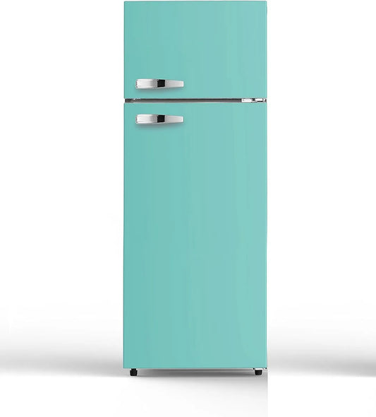 GK210-2 koel-vriescombinatie, 206 l, 40 dB, 143 cm, PKM LB Retro, 206 l netto-inhoud, 36 liter vriesvak met 4 sterren, in hoogte verstelbare poten