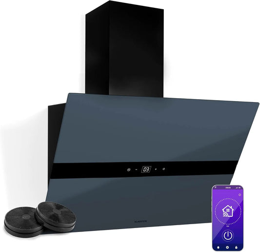 Klarstein afzuigkap, 60 cm, Wifi-bediening, WiFusion, A++ energie-efficiëntie, Touch-bediening, Afvoer & koolstoffilter