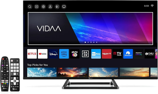 TS32FL DVB-T2/S2, Tele System SMV13 TV 32' Frameless Smart Vidaa HEVC. Tivùsat HD gecertificeerd, CAM inbegrepen. HbbTV