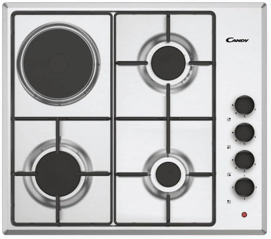 Candy gaskookplaat, 2900W, Cmgh31X/1 2900W Grijs, afzonderlijk regelbare gasbranders