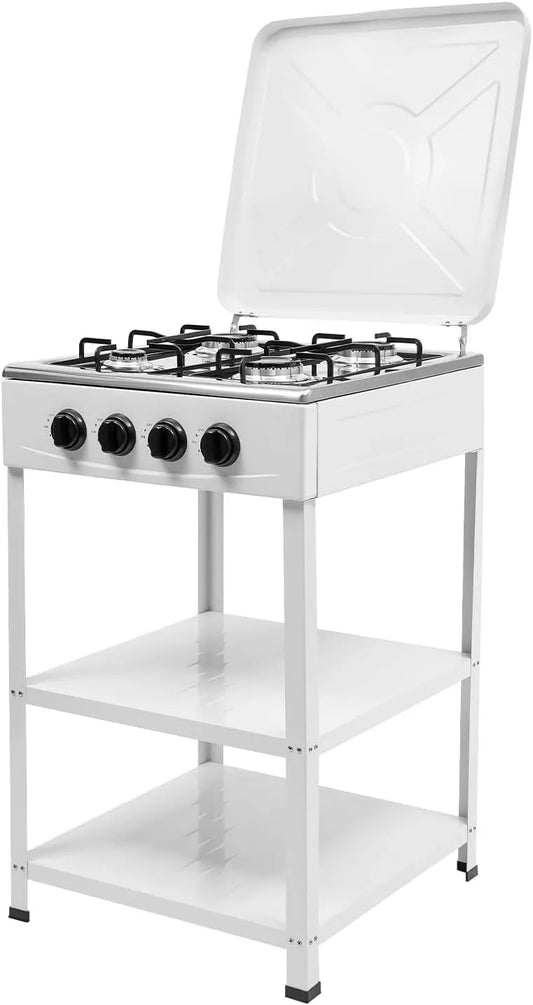 Gaskookplaat, 79 cm, 49 x 49 x 79 cm, 4 branders, aardgasfornuis met 4 branders, vrijstaand natuurgasfornuis, campingkooktoestel met antislip bodem