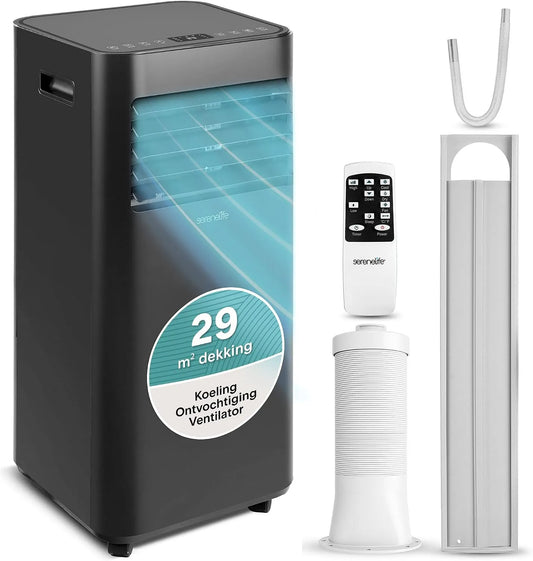 Airconditioner, 7000 BTU, SereneLife Mobiele Airconditioning 7000 BTU, Draagbare Airco met Koelen, Ventilator en Ontvochtiger