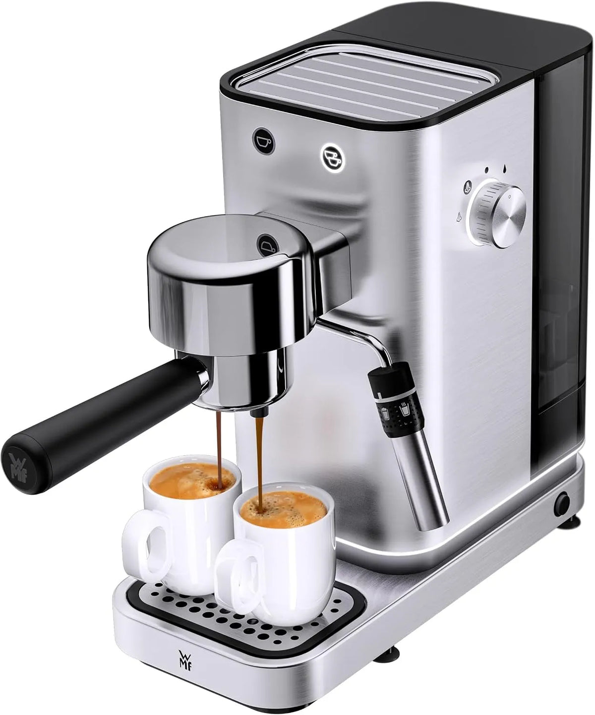 WMF espressomachine, 15 bar, roestvrijstalen behuizing, Lumero zeefhouder 1400 watt, voor 1-2 kopjes espresso, ook voor pads, mat roestvrij staal