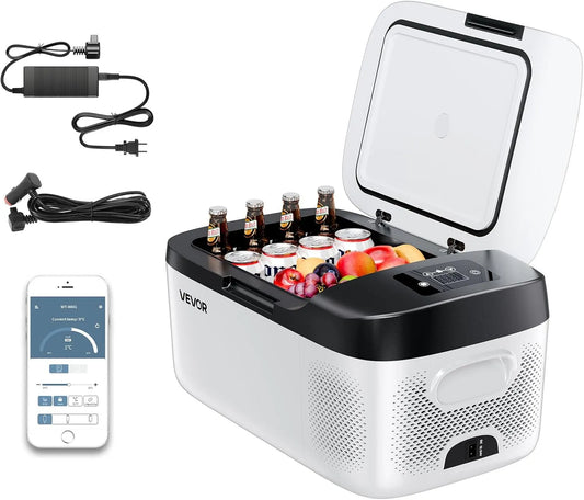 DC 12 V koelkast, VEVOR Draagbare elektrische voor auto, mini-compressor, met koud- en warme modus, compact en schokbestendig ontwerp, voor camper