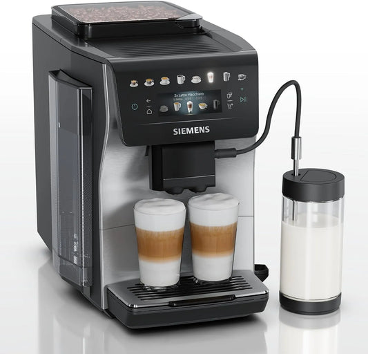 Siemens EQ600 TP605EM3 espressomachine, 480 ml, roestvrijstalen behuizing, touchbediening, automatische werking, iAroma, volautomatische met molen