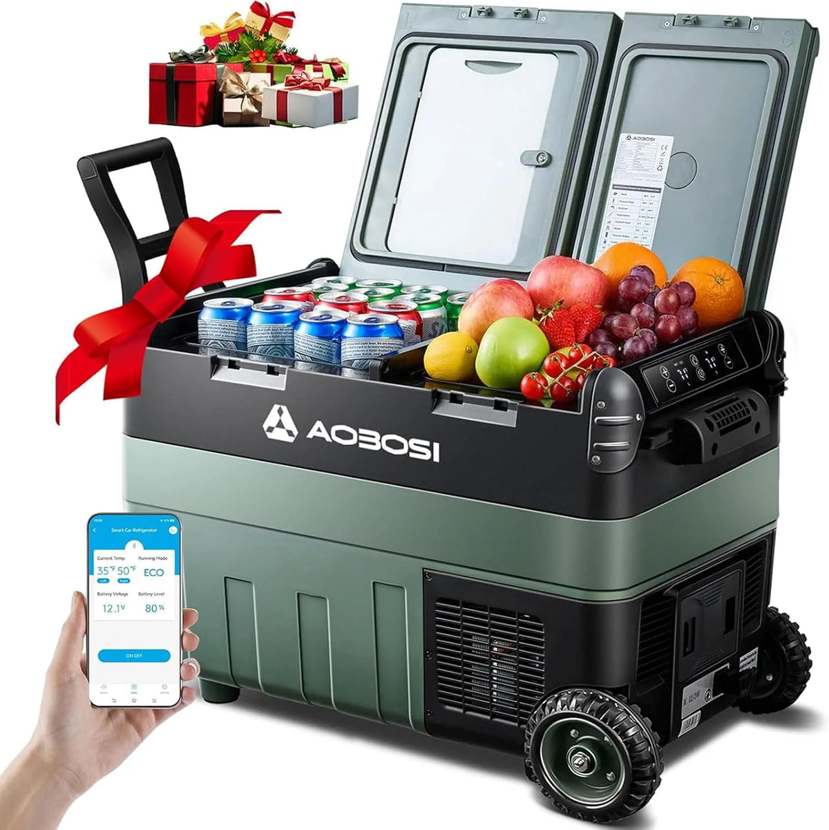 AAOBOSI compressorkoelbox, 40 liter compressor koelbox, mobiele koeling met instelbare temperatuur