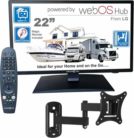 FHD 230V Smart TV, Unispectra 22', 24V Triple Tuner: Sat, Magic Remote. 12V TV voor campers