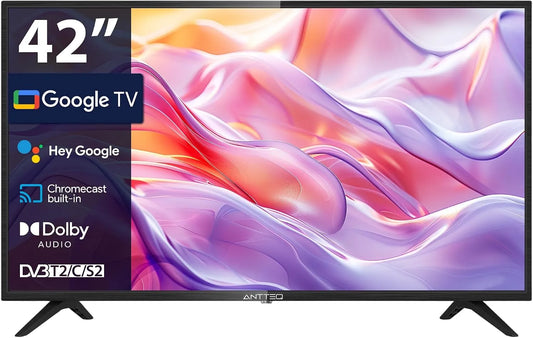 DVB-C/S2/T2 G42 TV IPL-ontharingsapparaat, 42 inch, Antteq 42 inch Google TV 1080FHD, Triple Tuner, drievoudige geluidsreductie, model 2025