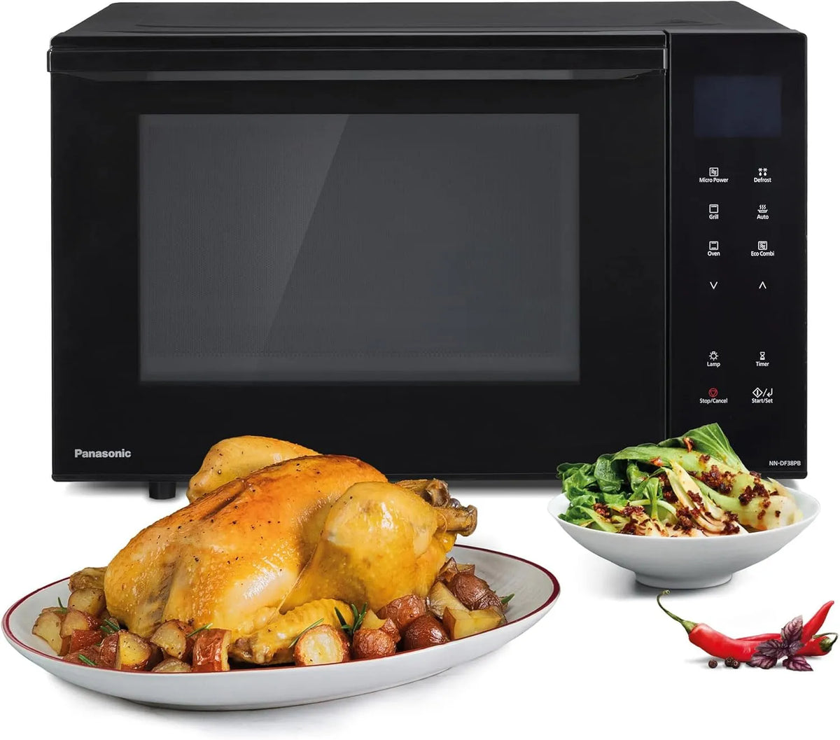 Panasonic NN-DF38PBEPG magnetron, 1000W, invertermotor, automatische werking, Combi en Grill 1000W, Eco Combi-modus, 16 Automatische Programma's