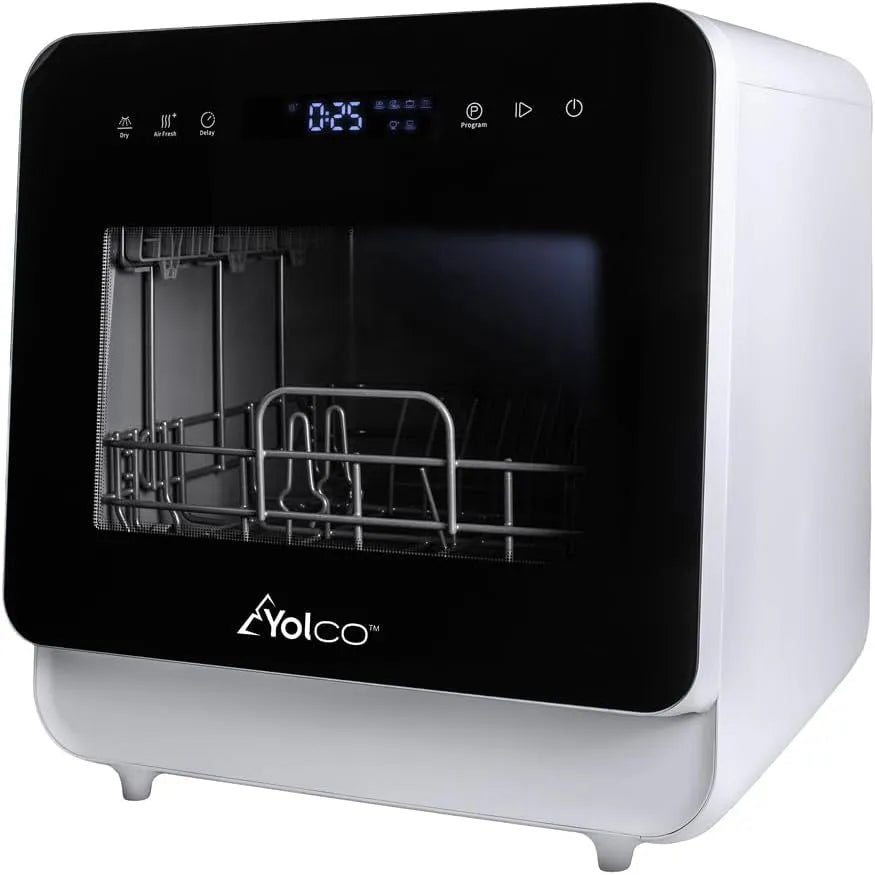 DWM02 vaatwasser, 6 programma's, Yolco Compacte tafel, mini- voor 2-3 couverts, 75 °C warm water, waterreservoir en wateraansluiting, voor keuken