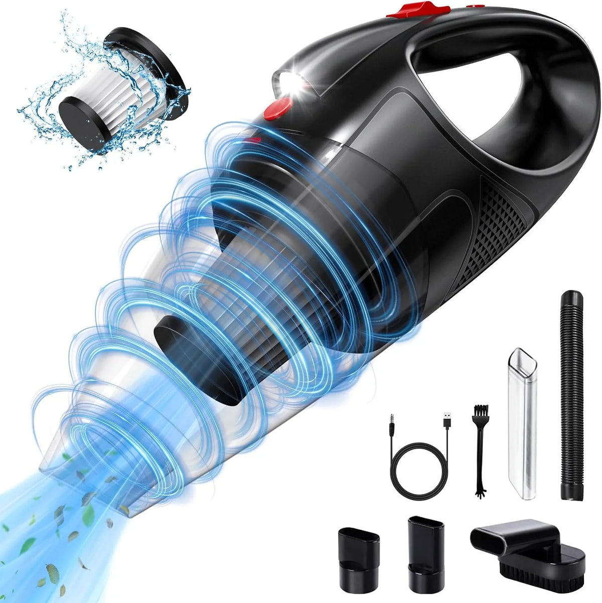 Handstofzuiger, 12000Pa, reinigingsmodus voor huisdierhaar, Draadloze, High Power USB Oplaadbare Draagbare, Water en Stof, Huisdierlijk Haar