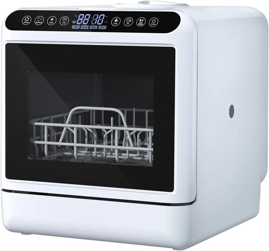 Vaatwasser, 1000 W, automatische werking, Draagbare aanrecht, 1000 W automatische slimme aanrecht met 5 liter watertank, 2-laags rek en 2-sproeiarm