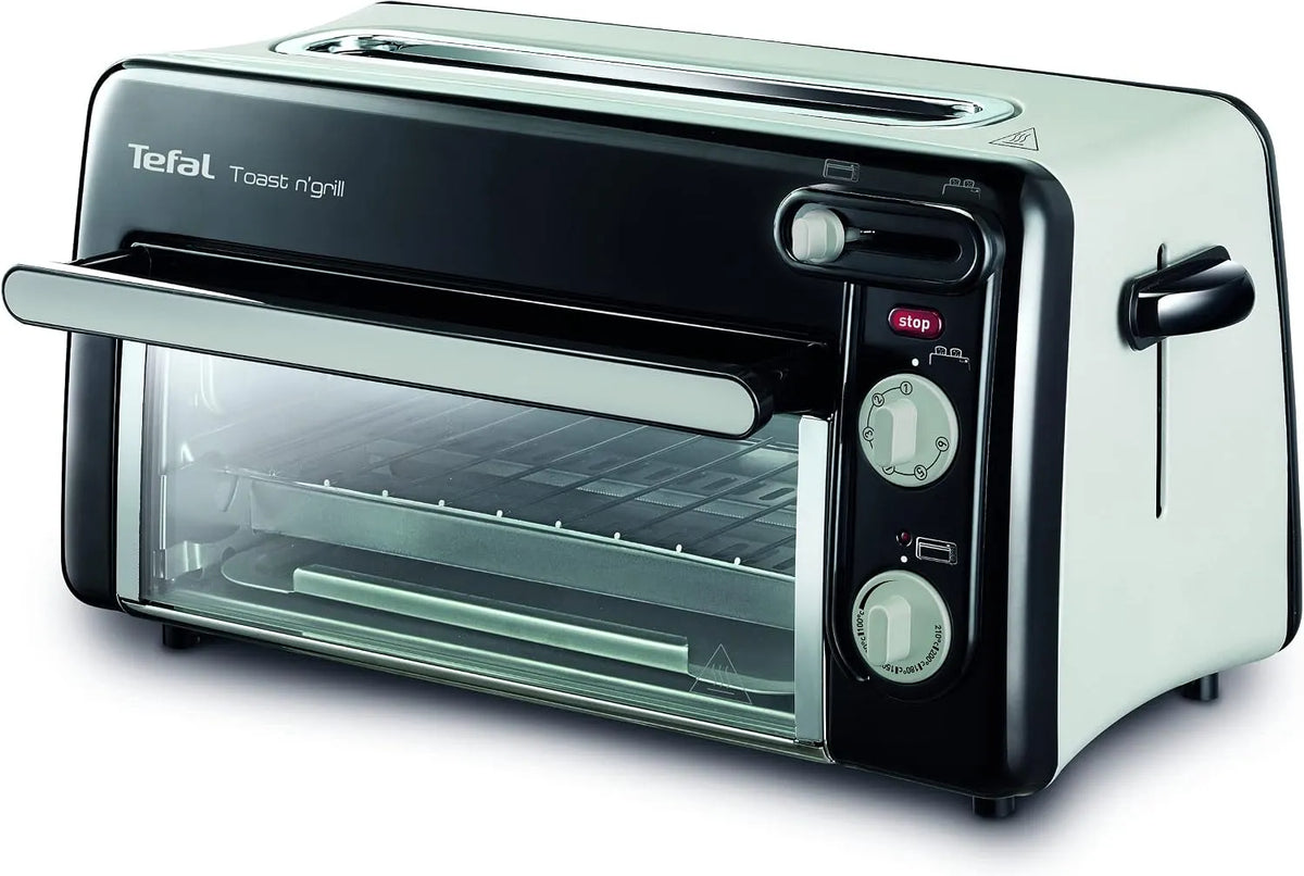 Tefal TL6008 broodrooster, Toast n' Grill, 2-in-1 en mini-oven, zeer energiezuinig en snel, zwart/aluminium mat
