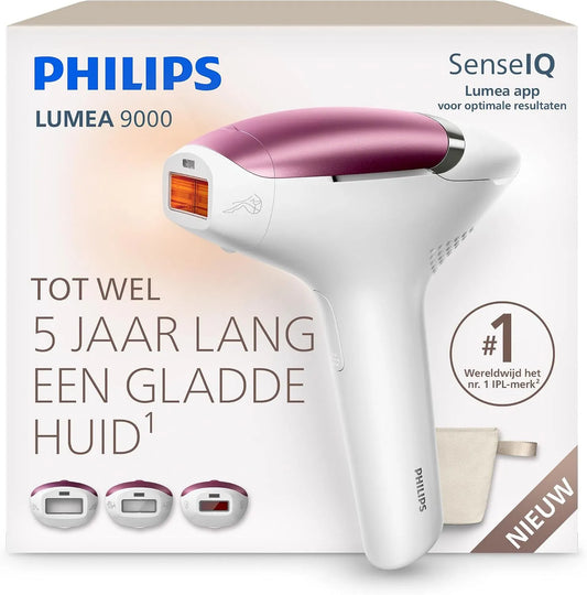 Philips BRI939/00 IPL-ontharingsapparaat, 3 opzetstukken, Lumea 9000, Langdurig altern. laserontharing zoals in salon, eenvoudig thuisgebruik
