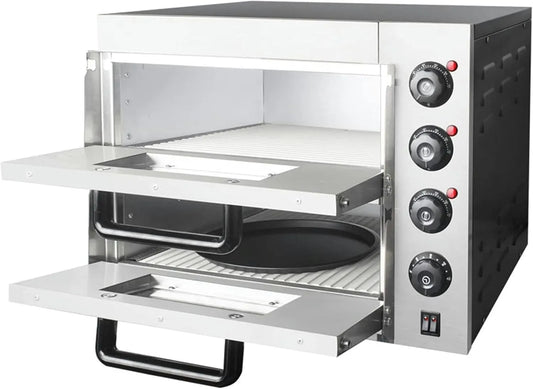 3KW pizzaoven, timer, Dubbeldeks stenen basis elektrische commerciële, oven pizzamaker