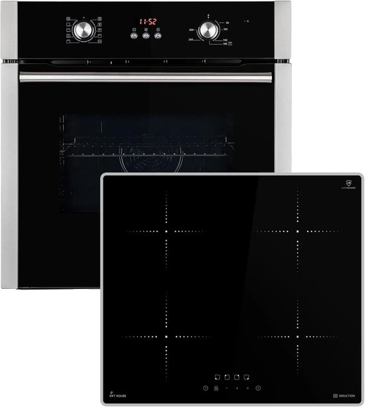 BO8805SS IH85900ED elektrische oven, timer, automatische werking, Fornuis: 60cm Inbouw oven + 59cm Inductie kookplaat, Hete lucht