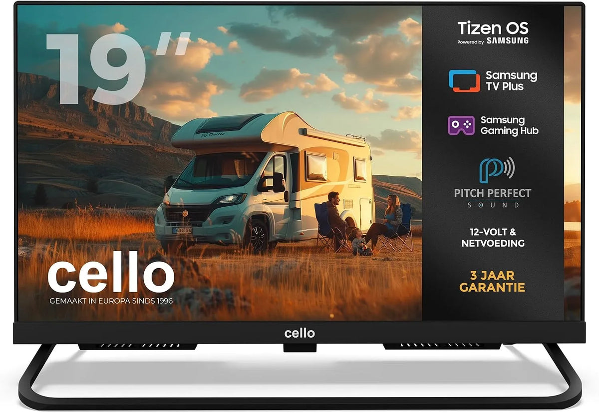 Samsung CTRAV-19TZ IPL-ontharingsapparaat, Bluetooth-connectiviteit, Cello Traveller Smart frameloze tv met Tizen OS van, Pitch -luidspreker