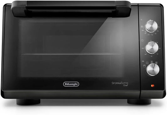 De'Longhi EO34302 elektrische oven, 120 inch, timer, heteluchtfunctie, Sfornatutto Chef Elektrische convectie-oven met 4 kookstanden van 34 l