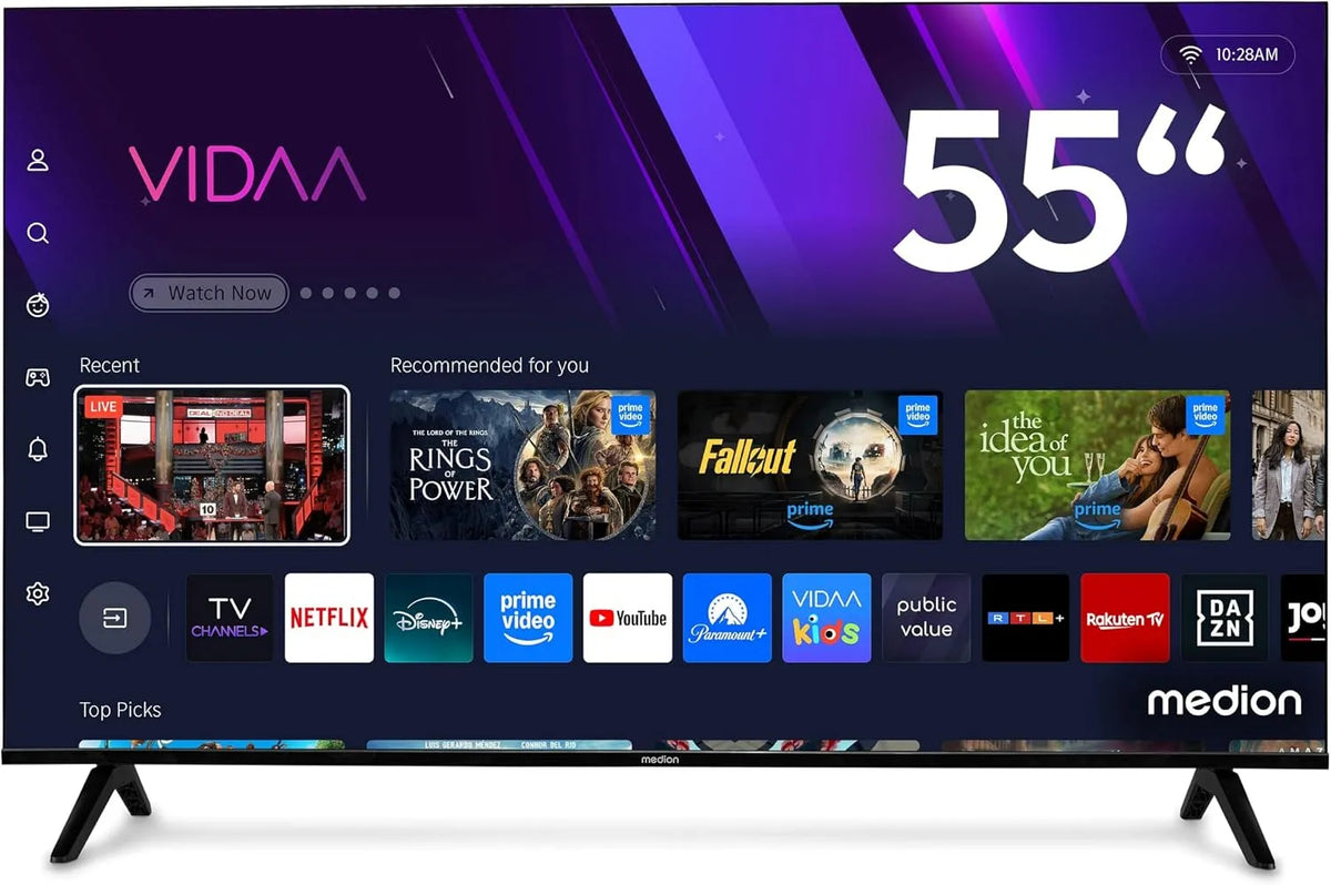 MEDION 138 MD 855601 Smart TV, 138,8cm, Bluetooth-connectiviteit, QLED Ultra HD TV, Dolby Vision HDR, VIDAA Store, Prime Video, Dolby Atmos